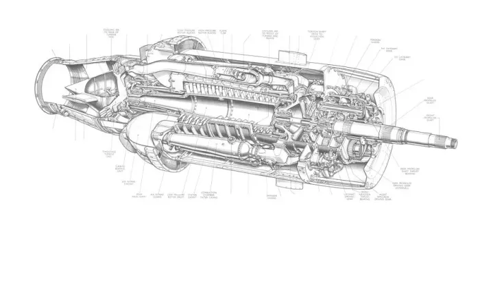 Framed Print : Armstrong Siddeley Python Cutaway Drawing Print Framed Print : Armstrong Siddeley Python Cutaway Drawing Print