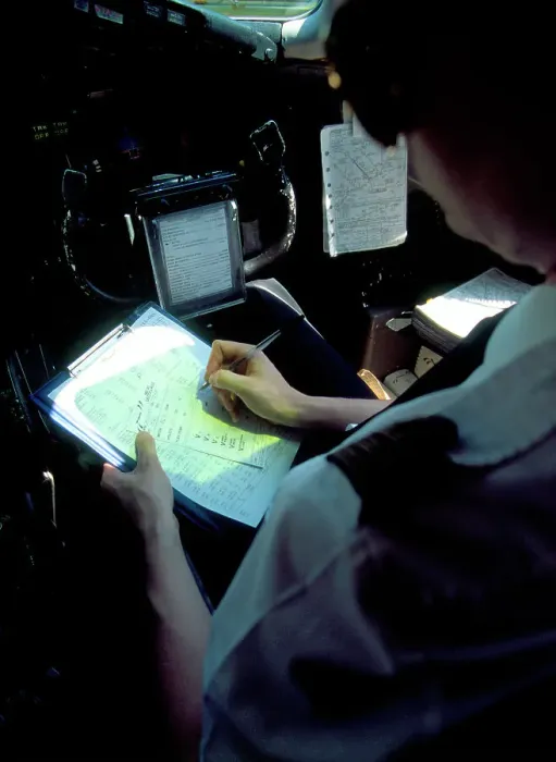 Framed Print : Print of MD83 Air Liberte pilot at work Framed Print : Print of MD83 Air Liberte pilot at work