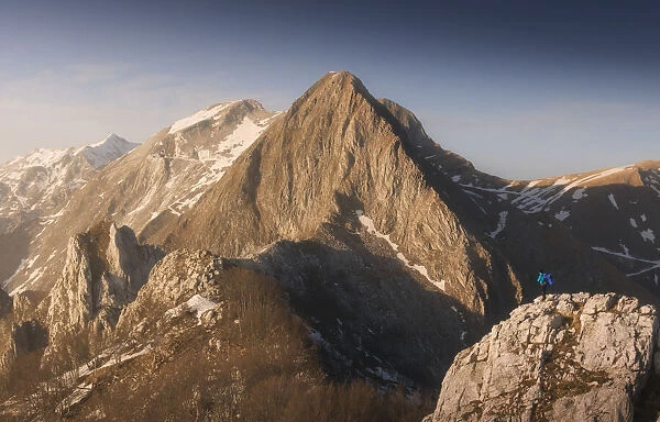Aerial view of the Mt. Macina, a less known peak of the Apuan Alps in Tuscany, Italy