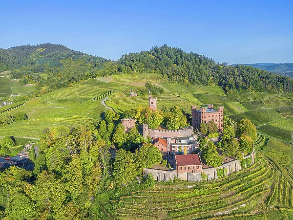 Aerial view at Ortenberg castle near Offenburg, Black Forest, Baden-Wurttemberg, Germany