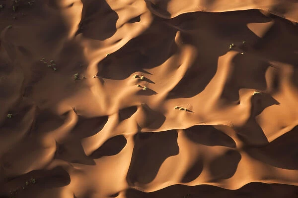 Aerial view over sand dunes, Namib Desert, Namibia