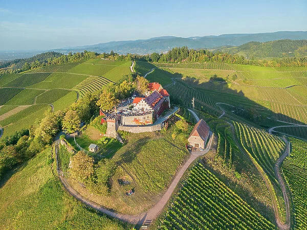 Aerial view at Staufenberg castle near Offenburg, Black Forest, Baden-Wurttemberg, Germany
