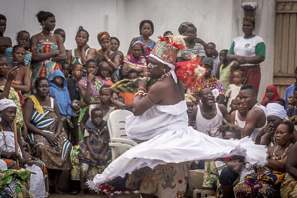 Africa, Benin, Ouidah. During a voodoo ceremony