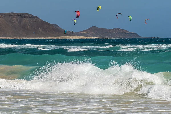 africa, Cape Verde, Sal. Kitesurfer