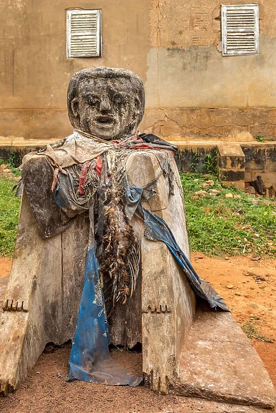 Africa, Togo, Togoville. Fetish in the heart of the village with sacrificial offering
