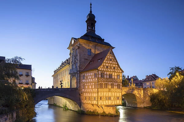 Altes Rathaus (Old Town Hall) at dusk, Bamberg (UNESCO World Heritage Site), Bavaria