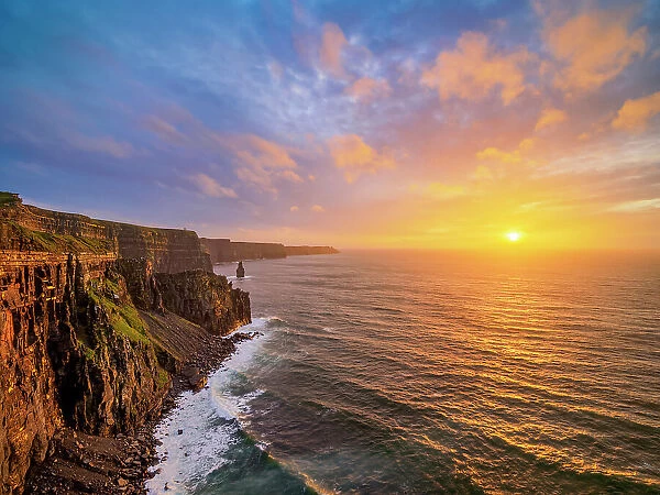 Postcard of Cliffs of Moher at sunset, County Clare, Ireland