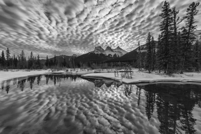 Framed Print : Clouds Reflecting in Bow River Print Framed Print : Clouds Reflecting in Bow River Print