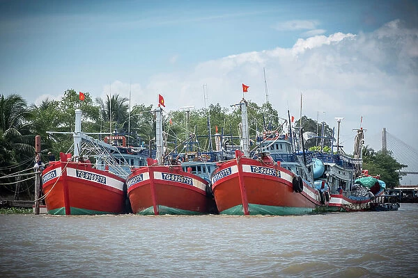 Fishing boats on the Mekong river, Mekong Delta, Vietnam