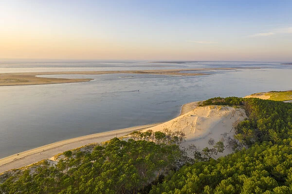 France, Nouvelle-Aquitaine, Gironde, Arcachon, an aerial view of the Dune of Pila