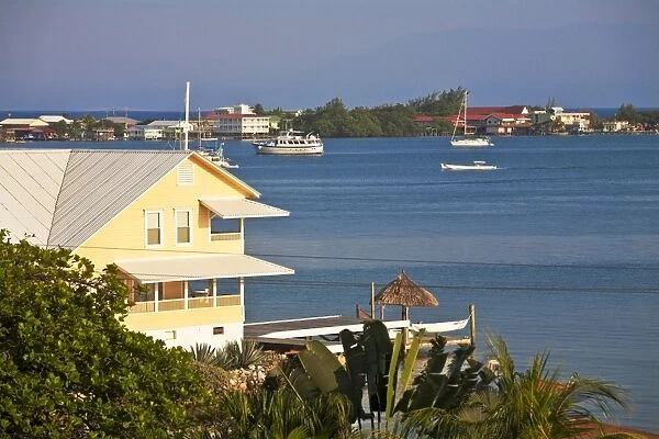 Honduras, Bay Islands, Utila, View of bay