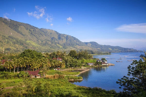 Indonesia, Sumatra, Samosir Island, Lake Toba, looking towards Siallagan village
