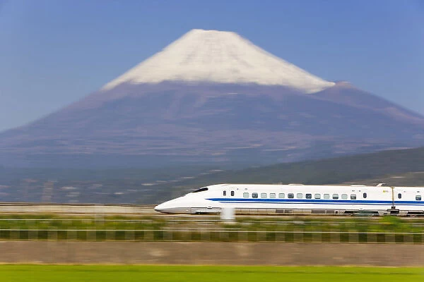 Japan, Houshu, Shinkansen (Bullet train) which reaches speeds of up to 300km  /  h passing