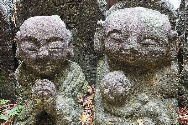 Japan, Kyoto, Arashiyama, Otagi Nembutsu-ji Temple, Carved Stone Figures of Rakan