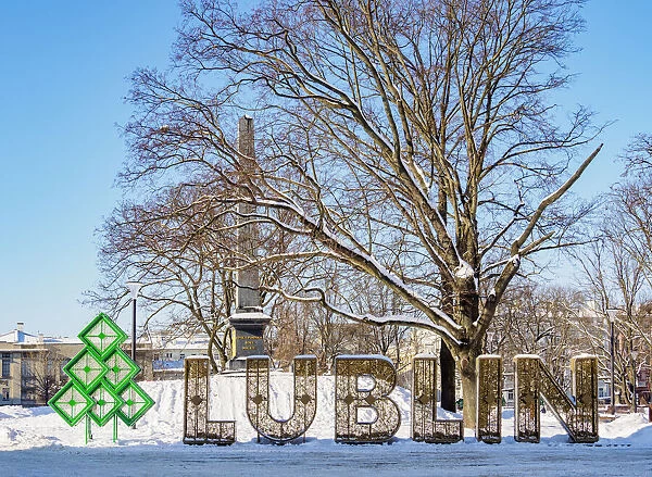 Lublin Letters, Lithuanian Square, winter, Lublin, Lublin Voivodeship, Poland