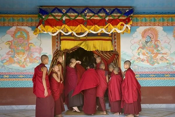 Monks at Tibetan Buddhist Monastery, Kathmandu, Nepal