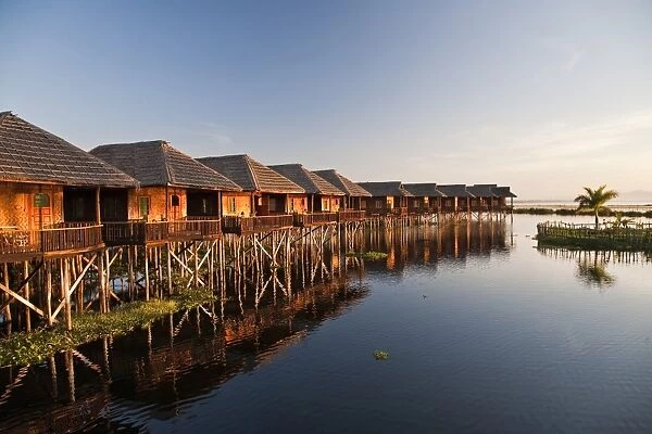 Myanmar, Inle Lake. Golden Island Cottages, a resort for tourists owned by the Pa-O people