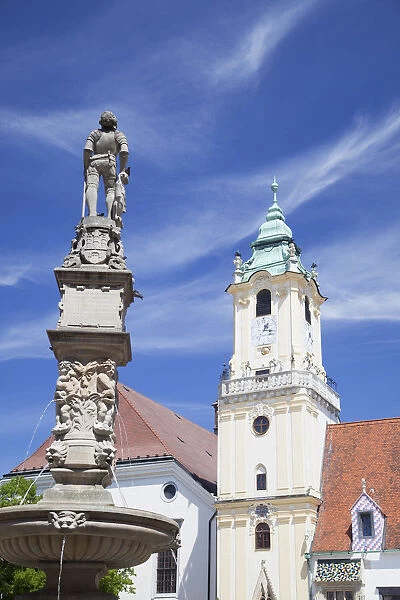 Old Town Hall and Rolands Fountain in Hlavne Nam (Main Square), Bratislava