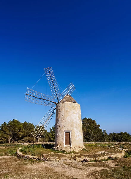 Old Windmill in El Pilar de la Mola, Formentera, Balearic Islands, Spain