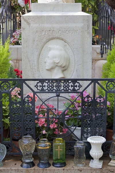 Paris, France. The grave of Frederick Chopin in the Pere Lachaise cemetary in Paris