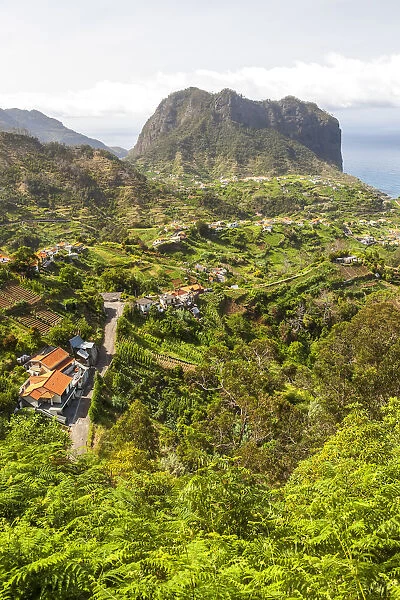 Porto da Cruz and Penha de Aguia, seen from Portela, Madeira, Portugal