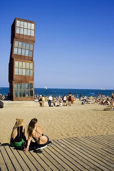 Rebecca Horns sculpture, The Wounded Star, (L'Estel Ferit) on Barceloneta Beach. Barcelona. Spain