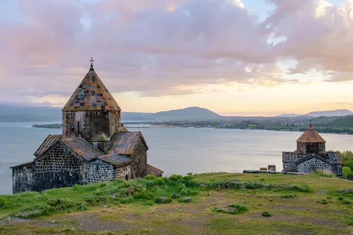 Framed Print : Sevanavank Church Print at Sunset on Lake Sevan Framed Print : Sevanavank Church Print at Sunset on Lake Sevan