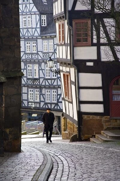 Street in the downtown of Marburg, Hessen, Germany