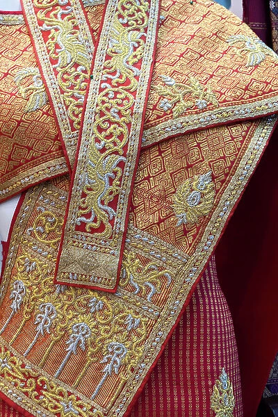 Traditional silk dress and shawl, Vientiane (capital city), Laos