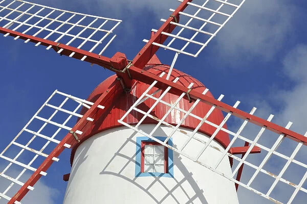 A traditional windmill in Sao Mateus. Graciosa, Azores islands, Portugal