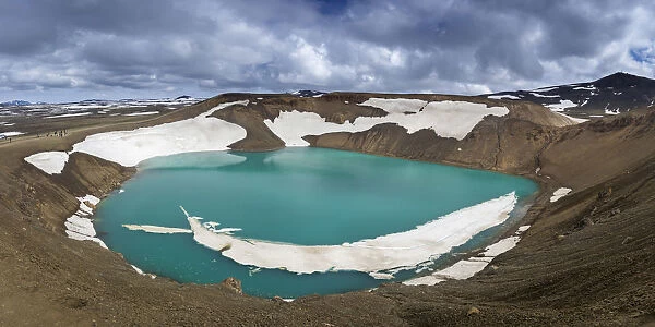 Turquoise lake in Viti volcanic crater at Krafla, Myvatnssveit, Northeast Iceland