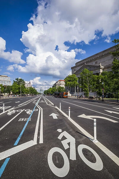 USA, District of Columbia, Washington, bike lane, Pennsylvania Avenue