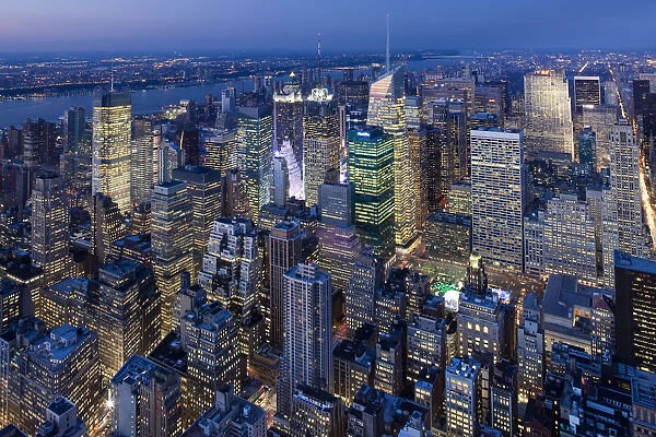 USA, New York City, Manhattan, Elevated view of mid-town Manhattan