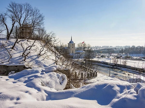 View towards The Eastern Orthodox Church of the Transfiguratiion of Jesus, winter, Lublin