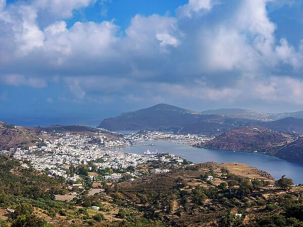 View towards Skala, Patmos Island, Dodecanese, Greece