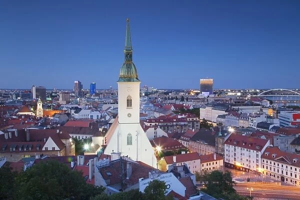 View of St Martins Cathedral and city skyline, Bratislava, Slovakia