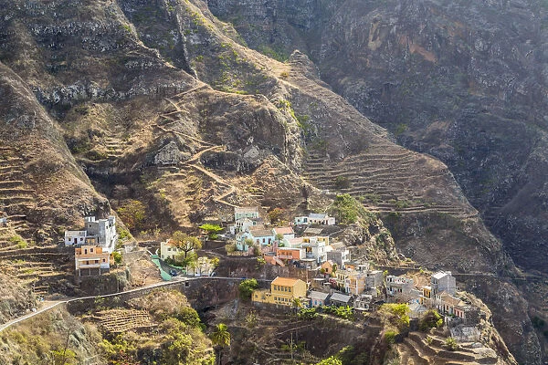 Village on mountain, Fontainhas, Santo Antao Island, Cape Verde