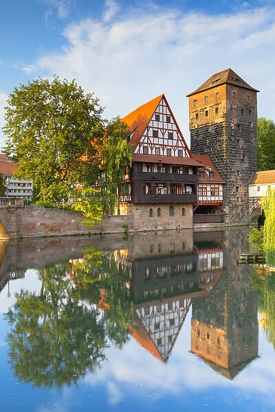 Weinstadel and Maxbrucke along River Pegnitz, Nuremberg, Bavaria, Germany