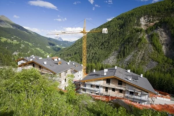 Building new chalets near Arabba in the Italian Dolomites