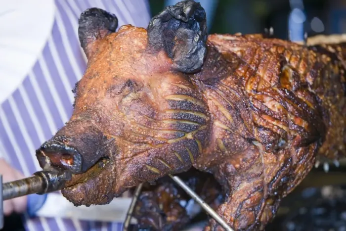 Framed Print : A Hog Roast Print by Ashley Cooper