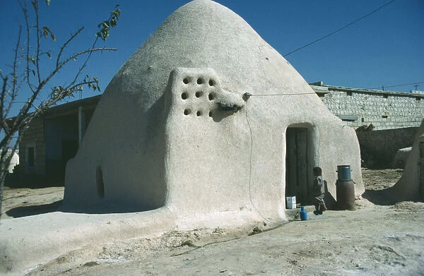 10007749. SYRIA Architecture Recently built traditional mud beehive house