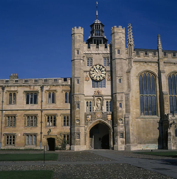 10023488. ENGLAND Cambridgeshire Cambridge Trinity College exterior facade and clock tower