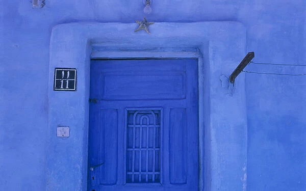20004318. EGYPT Eastern Desert Hurghada Detail of blue painted house