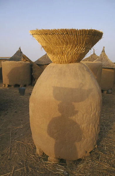 20048994. BURKINA FASO Bisaland Nida Village Grain store raised on stones around the base