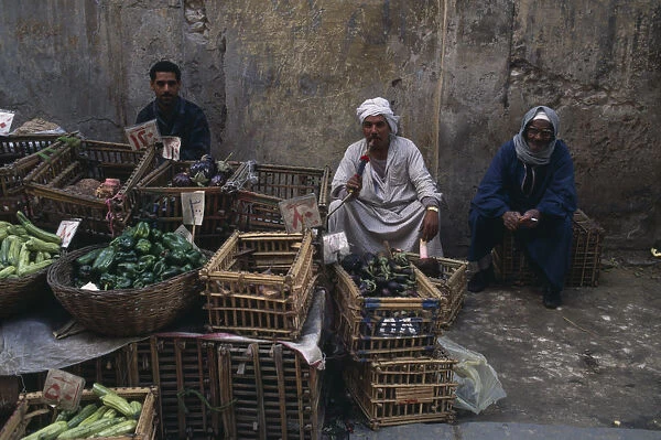 20076669. EGYPT Nile Delta Alexandria Vegetable traders in Arab market