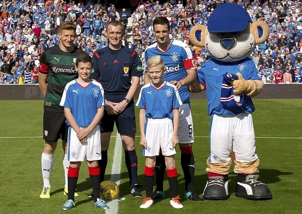 Lee Wallace and Mascots: Celebrating Scottish Cup Victory at Ibrox Stadium