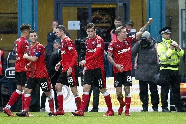 Rangers: Cummings Scores and Celebrates with Team Mates against Ross County in the Ladbrokes Premiership