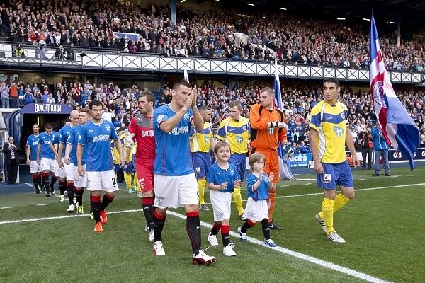 Rangers Football Club: Lee McCulloch and Mascots Celebrate Historic 8-0 Victory over Stenhousemuir at Ibrox Stadium