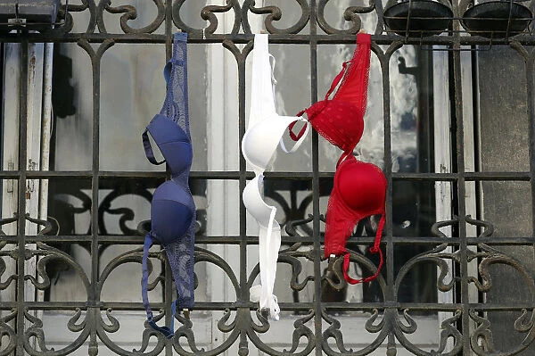 Blue, white and red brassieres, the colours of the French national flag