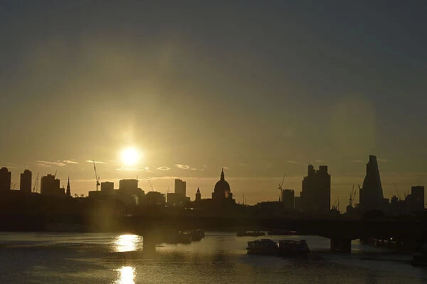 Dawn breaks over the City of London